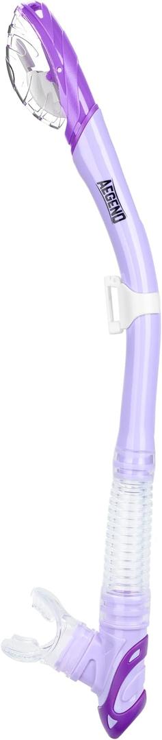 Aegend Dry Snorkel, Dive Mask Easy-Breath Free Diving Snorkel for Snorkeling Scuba Diving Freediving Swimming, with Top Dry Valve and Food-Grade Silicone Mouthpiece (Purple)