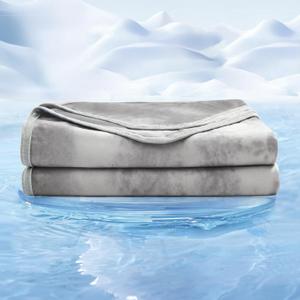 EMME Cooling Blanket 50"x70", Q-Max 0.5 Cooling Blankets for Hot Sleepers, Ice Summer Blanket for Nights Sweats, Grey Lightweight Sheet for Bed