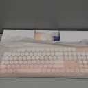 Wireless Keyboard and Mouse Combo, 105 Round Keys Full-Size Cute Colorful Pink Cordless Keyboard and Mouse with Retro Typewriter for PC/ Mac/ Laptop/ Tablet/ Computer/ Windows Pink