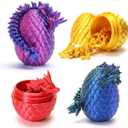 4 Pcs Mini 3D Printed Dragon Eggs with Crystal Dragon Inside, Easter Egg fillers Easter Gifts for for Chrismas, Thanks Giving Valentine's Day, Easter, Bithday(Without Keychain)
