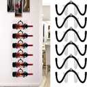 Pmsanzay Wine Wall Holder, 6 Pack Wall Mounted Wine Rack, Wine Bottle Display Holder Organizer for Wine Storage Wall Wine Theme Decor, Black (Horizontal Style)