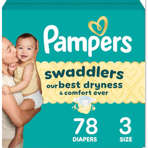 Pampers Swaddlers Diapers, Size 3 (13-26 lbs), 78 Count, Absorbent, Keeps Baby Dry and Comfortable, Skin Safe Disposable Baby Diaper