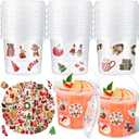 PerKoop 20 Pcs 32 oz Ice Cream Buckets with Lids and Handles Clear Cocktail Rum Buckets with Stickers Plastic Transparent Tub Reusable Food Storage Containers for Parties(Xmas)
