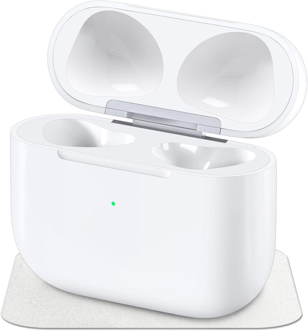 Wireless Charging Case Compatible with AirPods 3rd Generation, Case Replacement for AirPods 3, Bluetooth Pairing Sync Button, Includes Gray Microfiber Cleaning Cloth, Earbuds Not Included