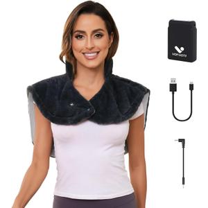 Heating Pad for Neck and Shoulders, Cordless Weighted Heated Neck Shoulder Wrap with Battery, Portable Electric Neck and Shoulder Heat Pad with 3 Heat Settings, 16'' x 20'', 2.6LBS (ONE SIZE)