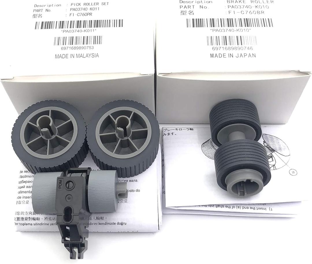 1SET X PA03740-K010 PA03740-K011 Consumable Kit Pick Roller + Brake Roller Pickup Roller Separation Roller Compatible with Fujitsu fi-7600 fi-7700 fi-7700S