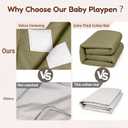 Foldable Baby Playpen with Mat, Foldable Baby Fence Play Yards for Babies and Toddlers, Play Pen with Breathable Mesh and Anti-Fall Pads Green(50''x50‘’)