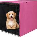 Deblue Heavy-Duty Dog Crate Cover, Privacy Pet Kennel Cover Universal Fits for 24 Inches Wire Cage, Polyester Crate Cover Fit for 1 2 3 Doors Crate (Pink)