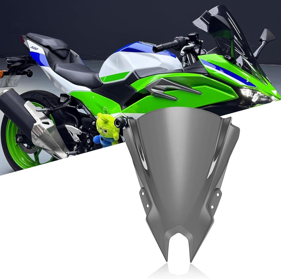 for NINJA500 SE Ninja500se ninja500 2024 2025 2026 New Accessories Windshield Double Bubble Wind Deflector Protector Fairing Windshield Deflector (18" Gray)