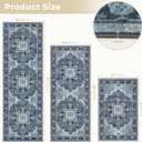 Kitchen Rugs Sets 3 Piece with Runner, Washable Non Slip Soft Boho Kitchen Mats, Low Pile Stain Resistant Carpet for Hallway, Laundry Room, Entryway (20"x32"+20"x48"+20"x59", Navy Blue)