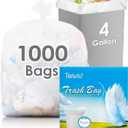 4 Gallon 1000 Counts Strong Trash Bag Garbage Bags by Teivio, Bathroom Trash Can Bin Liners, Small Plastic Bags for home office kitchen (Clear)