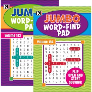 Kappa Jumbo Word Find Pad 2 Titles, Digest Puzzle Book 8.5"x5" Word Search Puzzle Books for Adults Teens, 2-Pack