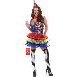 fun shack Clown Costume for Women, Colorful Clown Outfit, Fun Clown Attire for Parties and Events, Dress Up (Large, Blue)