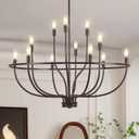 12-Light Farmhouse Oil Rubbed Bronze Chandelier Large High Ceiling Foyer Metal Candle Chandeliers for Dining Room Hanging Lighting for Kitchen Living Room Entryway, 36in