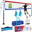 Professional Volleyball Net Set Heavy Duty for Outdoor Backyard Portable with Aluminum Scoring Poles, 20ft/32ft Optional Nets System, Adjustable Regulation Height