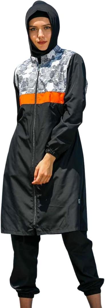 Islamic Long Sleeve Swimsuits for Women Modest Muslim 4 PCS | Full Cover Rash Guard Burkini | Arabic Swimwear L