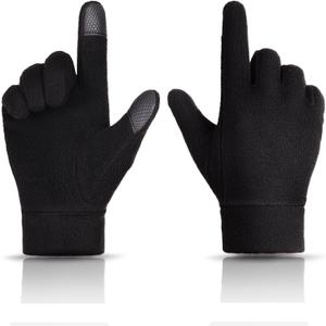 Winter Gloves Mens Women Screen Touching Thermal Gloves Plush Fleece Warm Glove for Running Driving Hiking Cold Weather (Black)