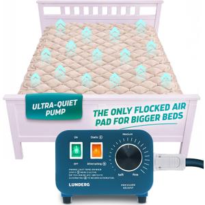 Lunderg Queen Size Alternating Air Pressure Mattress Pad with Flocking
Comfortable Bed Sore Prevention - Includes Bed Mattress Topper 53"x77" & Quiet Pump with Static Mode