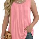 Ficerd Girls' Tank Tops Kids Summer Sleeveless Tunic Pleated Loose Shirt Dressy Crew Neck Casual Cute Blouses 5-14 Years (Pink)