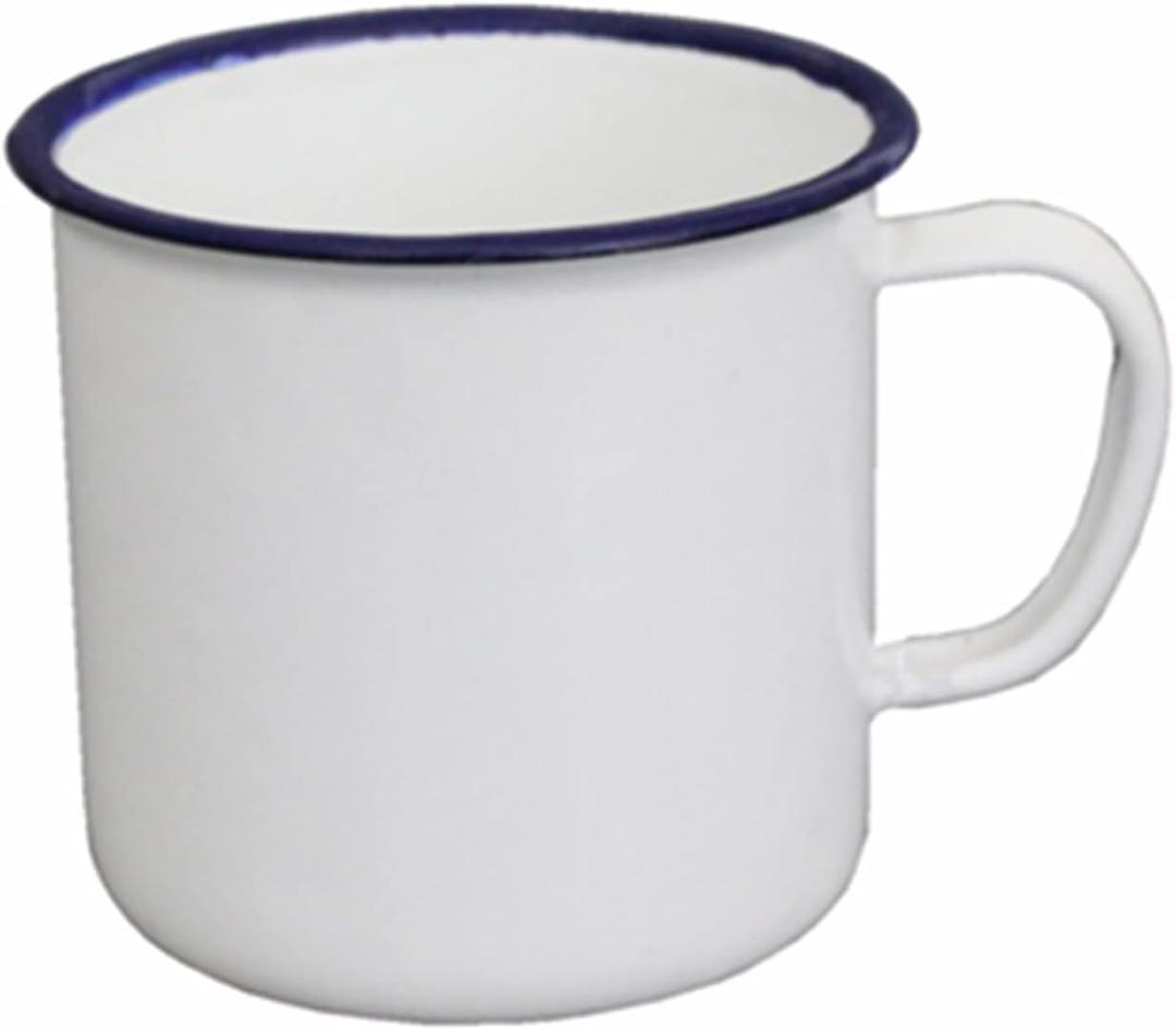 White Enamel Coffee Tea Mug, Enamel Drinking Mugs Cups for Home/Office/Travel/Camping, Resusable & Portable Camping Mugs Coffee Mug for Indoor Outdoor Activities