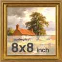 Upsimples Vintage 8x8 Picture Frames, Antique Gold Frames Display 4x4 with Mat or 8 x 8 Without for Wall or Tabletop Decor, 1pack
