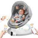 Baby Swings for Infants - Exclusive App & Bluetooth Function, Electric Baby Swing with 5 Point Harness & 5 Sway Speeds, 10 Preset Lullabies, Portable Infant Swing for Indoor/Outdoor (Light Gray)