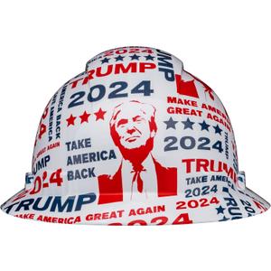 Updated Vented Full Brim Hard Hat, Trump 2024 Gloss, Padded, OSHA Construction Safety Approved Hardhats, Hard Hats for Men, Cascos De Construccion Helmet., 6.5-8