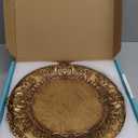 MAONAME 13" Antique Gold Charger Plates, Plate Chargers with Embossed Rim, Round Plastic Charger Plates for Wedding, Table Decor, Set of 6