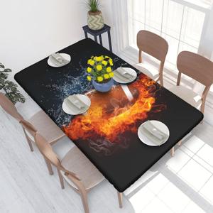 American Football Rectangle Tablecloth with Elastic Edge, Sport Rugby 4FT Table Cloths Washable Reusable Rectangular Table Cover for Kitchen Dining Party, 48" L X 30" W