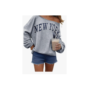 Remidoo Womens Off Shoulder Sweatshirt Drop Shoulder Oversized Long Sleeve Pullover Top S