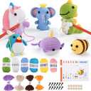 MINGOMINGO Crochet Kit for Beginners - 6 Pack Animals Amigurumi, DIY Craft for Adults and Kids, Gift for Crochet Lovers, with Step-by-Step Video Tutorials (40%+ Yarn) (colorful)