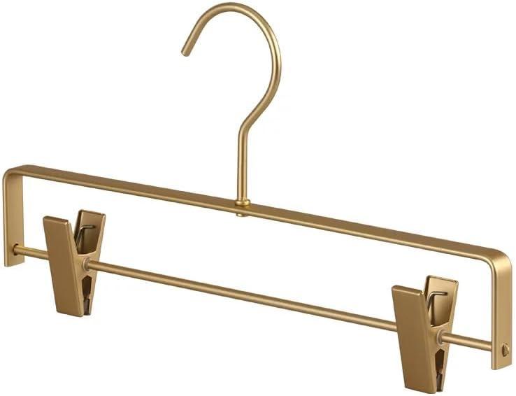 Premium Matte Gold Aluminum Pants Clip Hanger 10 Pack, Extra Smooth & Durable Metal Shirt Dress Aluminum Alloy Hanger,Clothing Support,Clothing Hang