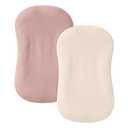 guruixu Muslin Baby Lounger Cover 2 Pack, 100% Cotton Infant Lounger Cover, Soft & Breathable Replacement Slipcover, Compatible with Snuggle Me Newborn Lounger (Dusty Pink, Beige)