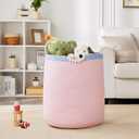 65L Pink Woven Rope Laundry Hamper Basket for Clohtes Boho Tall Rope Baskets for Blanket Large Baby Nursery Hamper for Girls Kids 16"Wide 19"Tall