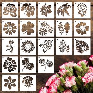 Felixcraft 20PCS 3 Inch Plastic Small Flower Stencils for Painting, Crafts, Home Decor & DIY Projects