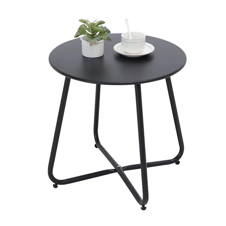 Fokebel Side Table, Small Metal Side Table, Garden Side Table, Round, Coffee Table with Adjustable Table Legs (Black, Diameter 45 x 45 cm)