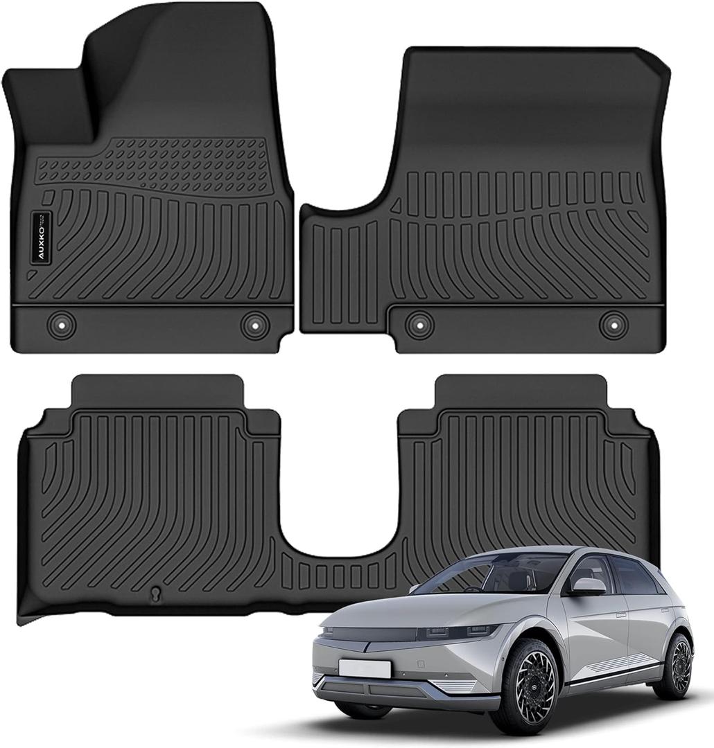 Auxko All Weather Floor Mats Fits for Hyundai IONIQ 5 2022-2024 Limited Only [with Sliding Console] TPE Rubber Liners All Season Guard Odorless Anti-Slip Mats for 1st & 2nd Row