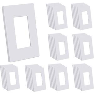 CML Screwless Wall Plates, 40 Pack Decorator Light Switch Covers, 1-Gang Decor Outlet Switch Plate, Standard Size 2.91”x4.68”, Impact Resistant, White