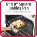 GoodCook MegaGrip Baking Pan with Silicone Grip Handles Square Non-Stick Heavy-Gauge Steel Cake Pan Baking Dish for Brownies Bread Cake Baked Goods & More, Dishwasher Safe, 8x8-Inch,