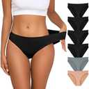 Y25D Bikini Underwear for Women Seamless Cheeky Panties Low Waist Soft Stretch Breathable Ladies Hipster Briefs, 6-Pack L