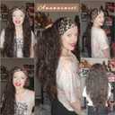 Headband Wigs for Black Women Natural Hairline Synthetic Brown Loose Curly None Lace Front Wigs for Black Women Glueless Machine Made Wig Wavy pre plucked 26 Inch