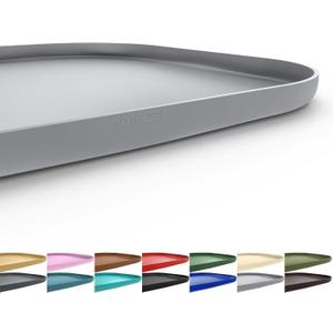 Silicone Pet Feeding Mat with Raised Edge for Food and Water, Dog Bowl Mats, Cat Bowls Placemat with High Lip for Floor Waterproof, Rubber Tray for Cats and Dogs 19 x 12 x0.7 Light Gray