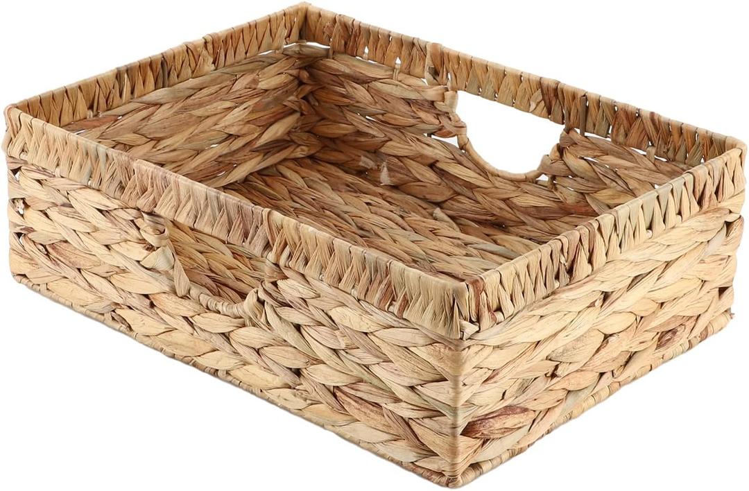 YAHUAN Water Hyacinth Storage Baskets, Hand-Woven Baskets with Built-in Handles Wicker Baskets for Organizing Storage Baskets for Bedroom,Living room,Pantry(Original)