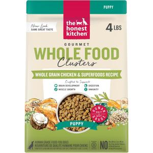 The Honest Kitchen Human Grade Dry Dog Food, Whole Food Clusters Puppy Whole Grain Dry Dog Food,Chicken, 4 lb Bag (EXP 07/17/26)