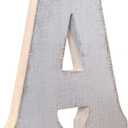 ABELOTS Large Wood Letter Distressed White Wash Alphabet Wall Dcor Monogram Letter Alphabet Letters Free Standing Letters Wall Letters (A)