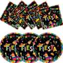 50PCS Mexican Fiesta Plates and Napkins Party Decorations, 7inch Cinco de Mayo Disposable Tableware with Paper Dessert Plates, Luncheon Napkins for Mexican Themed Party, Taco Tuesday, Fiesta Supplies