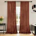 HESTIA Linen Curtains 84 Inches Long 2 Panel Set Back Tab Pocket Rustic Farmhouse Boho Drapes for Living Room Semi Sheer Red Orange Window Curtain for Dining Room (52" W x 84" L)