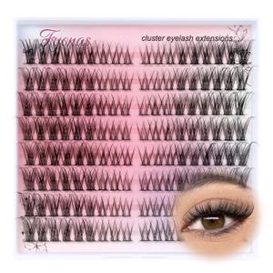 Wispy Lash Clusters Eyelash Clusters Natural Look Cluster Eyelash Extensions Left & Right Lashes Clusters 144Pcs Lightweight Individual Lashes C Curl Cat Eye Lashes DIY at Home (Wispy)