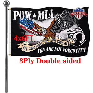 Jayus Eagle Pow Mia Flag Double Sided 4x6 Outdoor-Vivid Colors polyester 220D 3Ply Pow Flags Banner- You Are Not Forgotten Prisoner of War Mia Flag with 2 Grommets