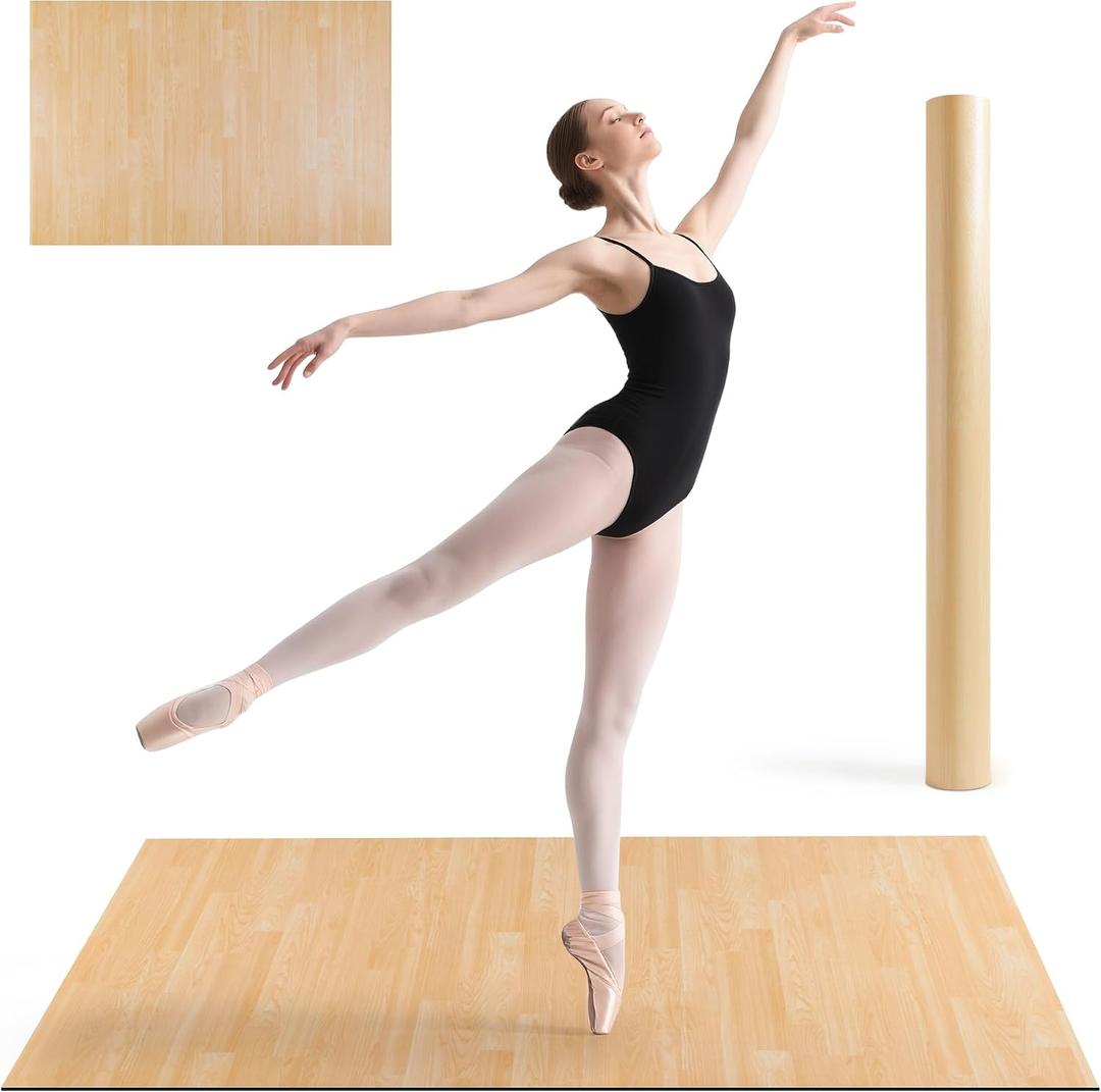 Marley Dance Floor, Portable Dance Floor Mat for Ballet Jazz & Pop, Non-Slip & Shock-Absorbing Exercise Flooring for Home, Dance Schools - PVC Practice Floor for Adults, 6MM 4FT x 6FT
